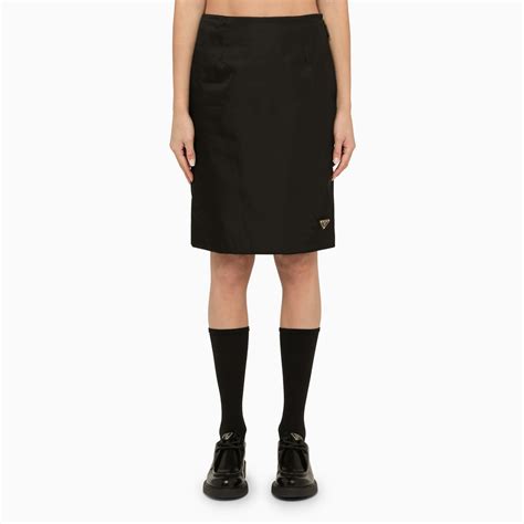 prada black pleated skirt|Prada nylon pencil skirt.